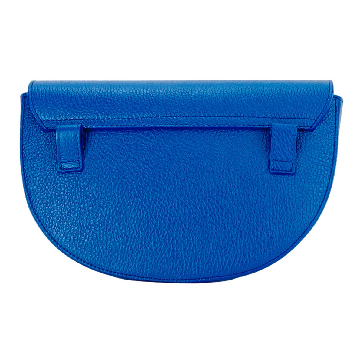 RB1027CH | Kvinders afrundet crossbody-taske i ægte læder Made in Italy. Aftagelig og justerbar skulderrem i læder. Poleret nikkeltilbehør - Kongeblå farve - Mål: 25 x 15 x 9 cm