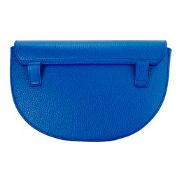 RB1027CH | Bolso bandolera redondeado para mujer en piel auténtica Made in Italy. Bandolera de piel extraíble y ajustable. Accesorios de Níquel Pulido - Color Azul Royal - Dimensiones: 25 x 15 x 9 cm