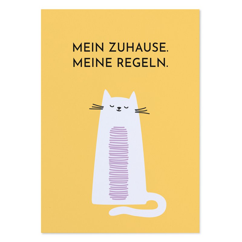 Lustige Postkarte mit Spruch „Mein Zuhause. Meine Regeln.“