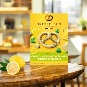 Bretzel witte chocolade - citroenscherven en basilicum