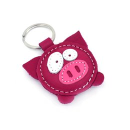 Simpatico portachiavi con animali in pelle di maialino