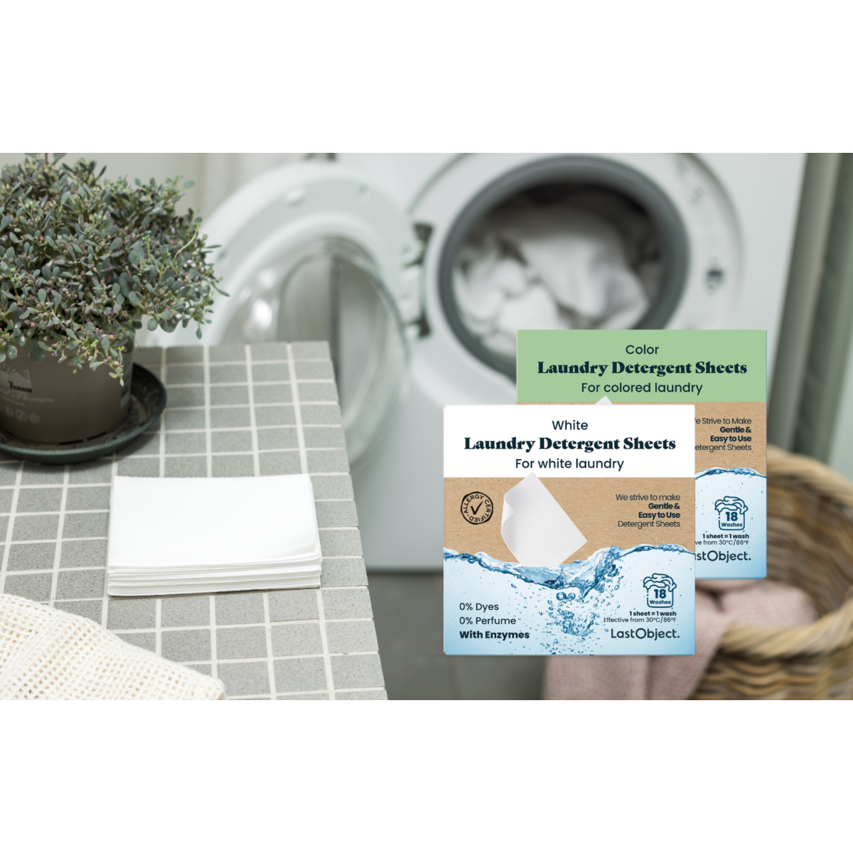 Hojas de detergente de lavandería: blanco
