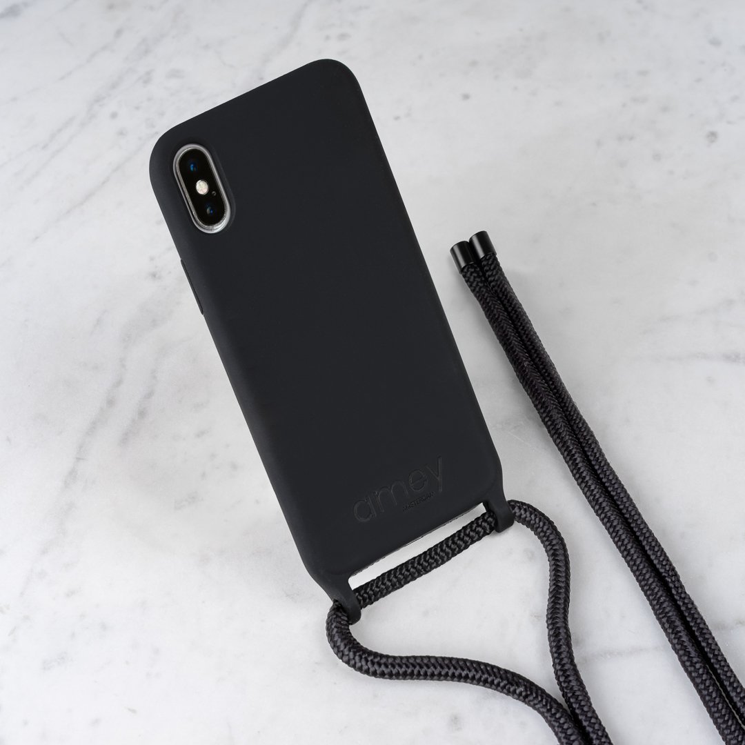 Tlefoonhoesje met koord - All black