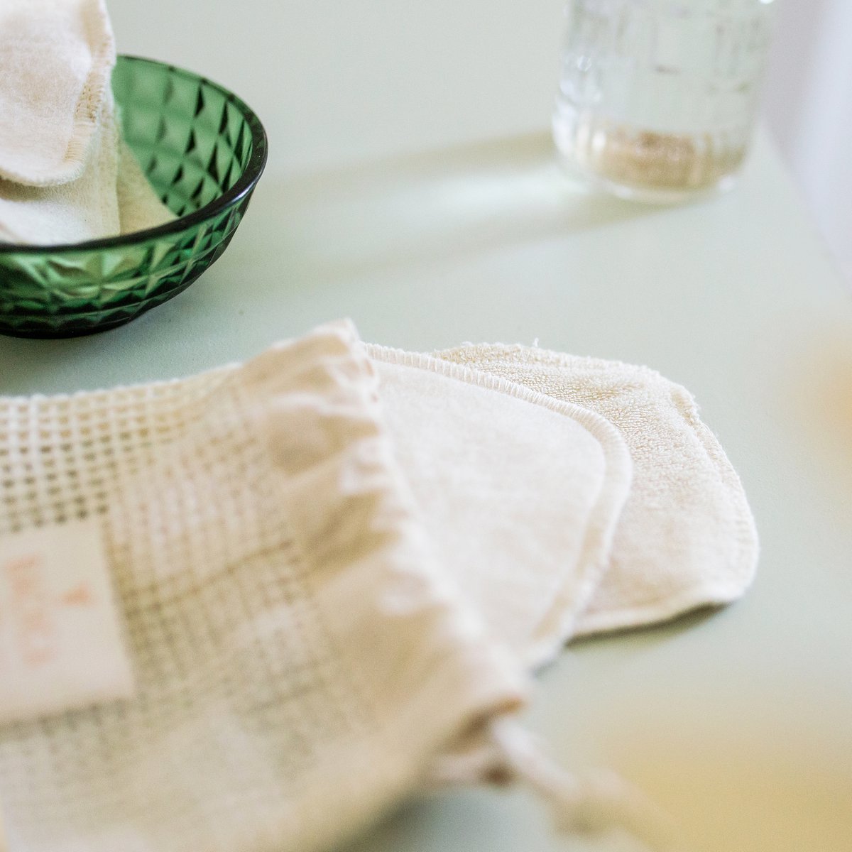 7 wiederverwendbare Wattepads + Wäschebeutel