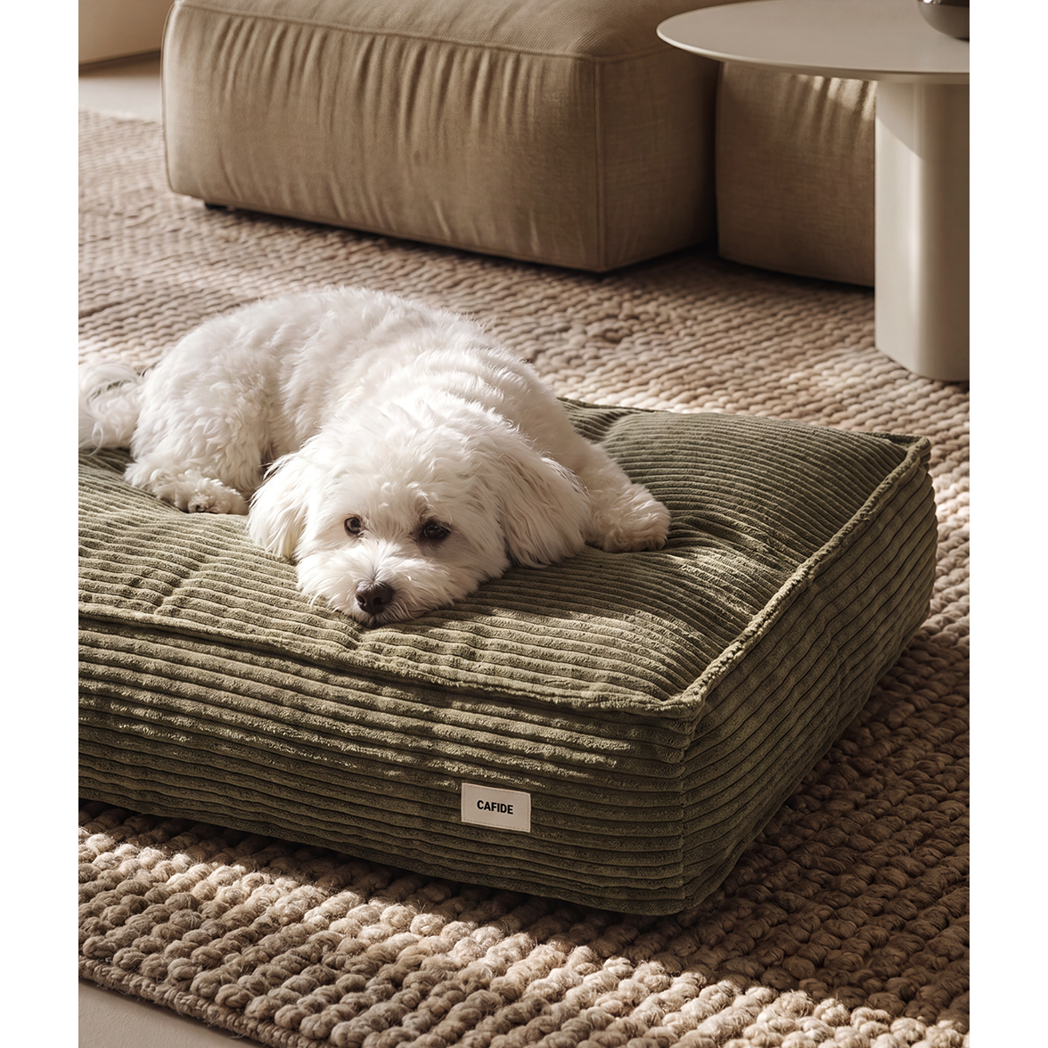 Green Corduroy Dog Bed, Cuadra