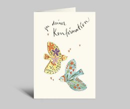 Confirmation card | Colorful birds | For your confirmation | Folding card with envelope