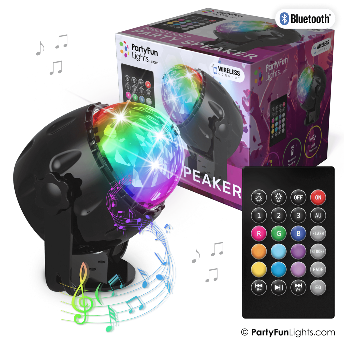 Disco lamp - Party Speaker - with remote control - LED - Bluetooth - USB