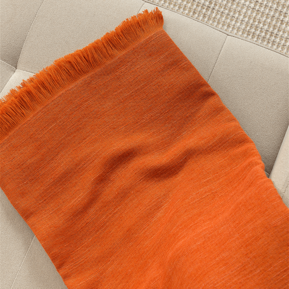 Chimera Twill Blanket with Linen, Burnt Orange