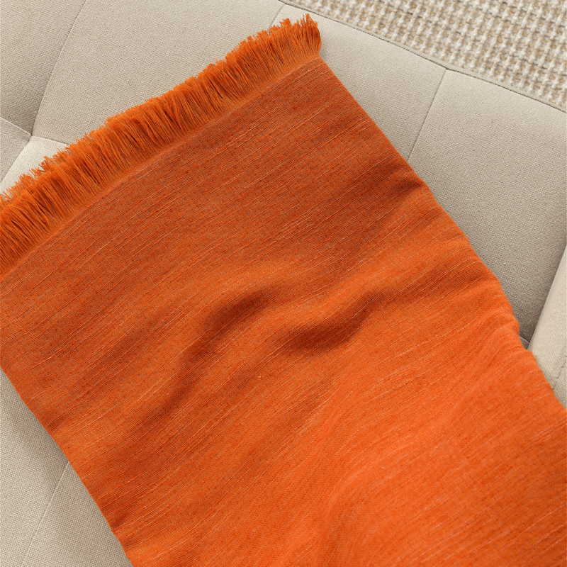 Chimera Twill Blanket with Linen, Burnt Orange