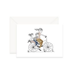 Card Bike Ride Girl and Boy - Mum with her daughter and her son on a bike