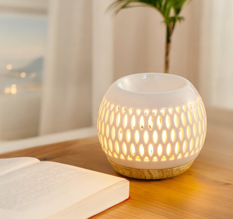 Céramy Series Parfumebrænder – Trellis – Lakeret keramisk lysestage – Spredning af duftvoks, æteriske olier – Dekorativ gaveidé