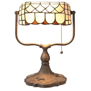 Tiffany Tischlampe 26x21x37 cm Beige Brown Metall Tiffany Schreibtischlampe