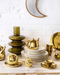 Set/4 Plates Gold 12cm