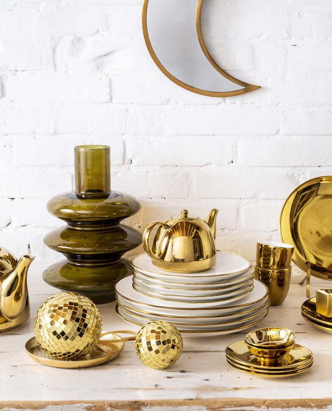 Set/4 Plates Gold 12cm