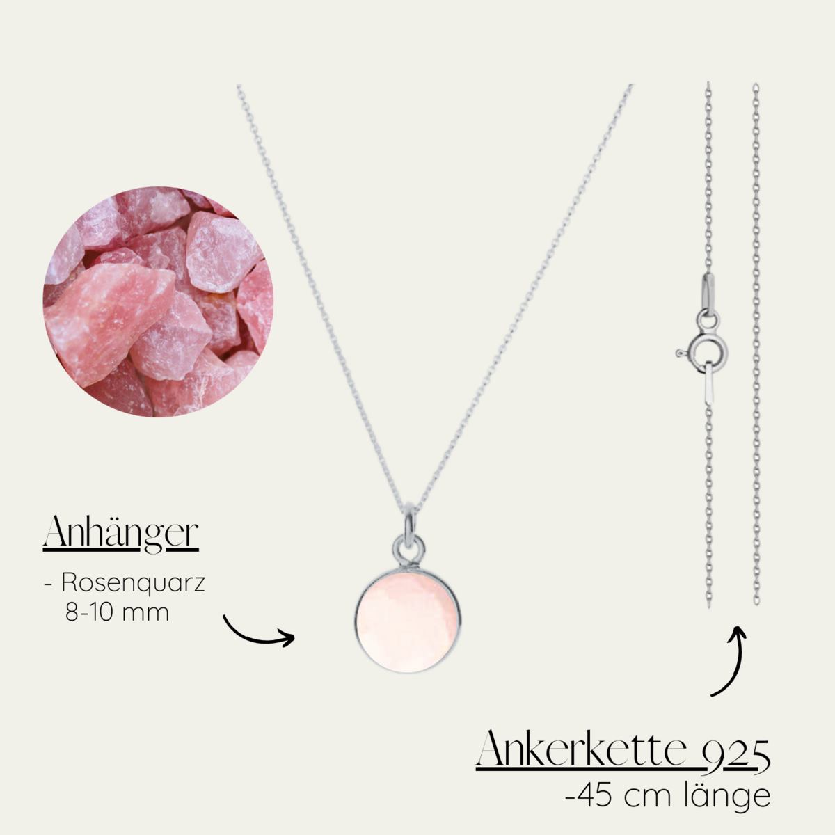 Gem Candy | Rose quartz chain 925 silver