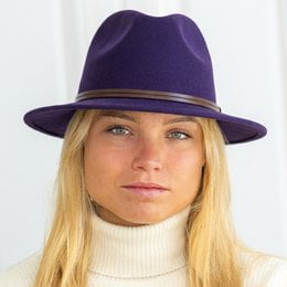 CHAPEAU FEUTRE - lien cuir, bord cousu