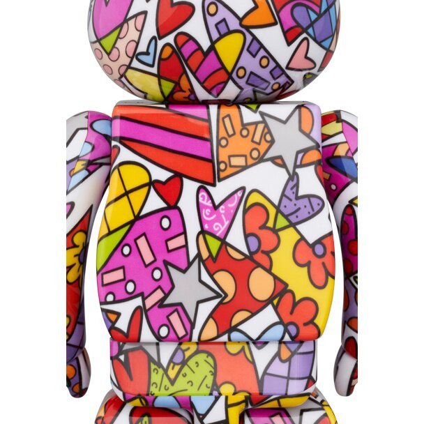 Ensemble Bearbrick 400 % et 100 % - Romero Britto (Cœurs)