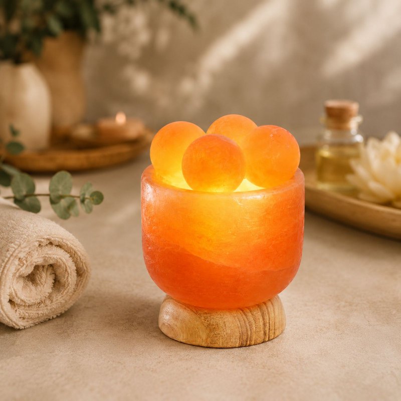 Himalayan Salt Crystal Lamp – 4 massage balls 2Kg – Natural Material – Gift and Decoration Idea