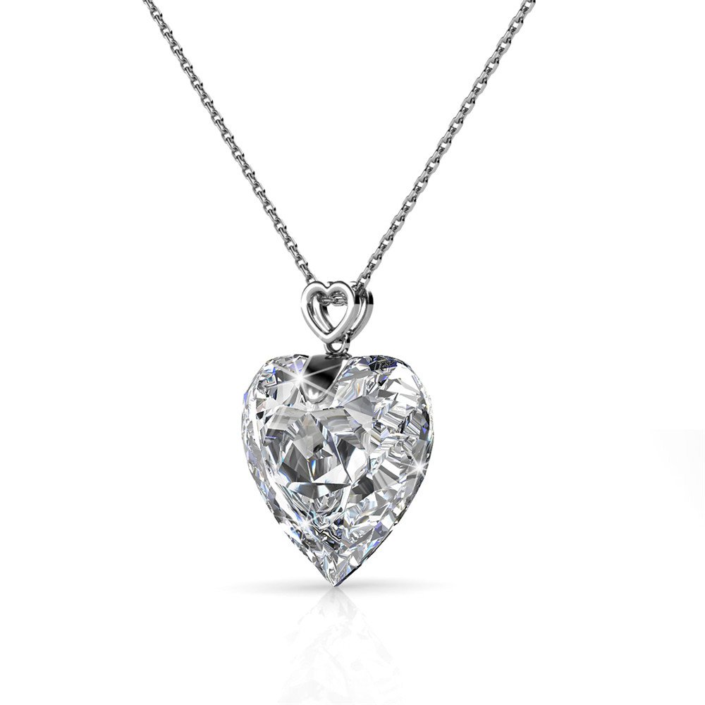 Colgantes de corazón alegre - Plata y Cristal