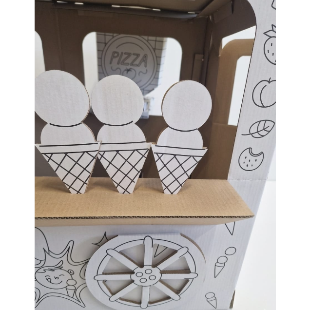 Speelhuis Food Truck Kartonnen speelhuis voor kinderen – DIY Bouwen & Kleuren 3+