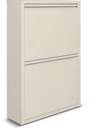 Metal shoe cabinet 2 doors | Matte white
