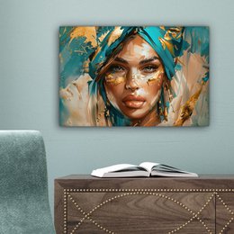 Canvas schilderij  - Wanddecoratie - Bloemen - Vaas - Stilleven - Beige