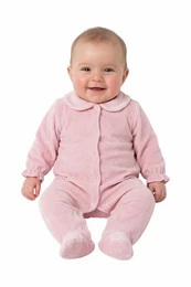 Baby velour sovedragt i Pink med krave, pige