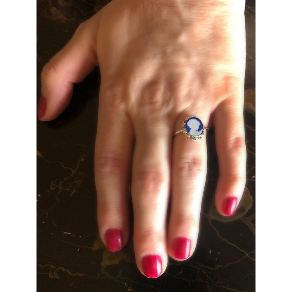 Anello impilabile mini cammeo blu
