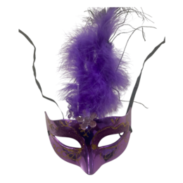 Venetiansk maske lilla med fjer