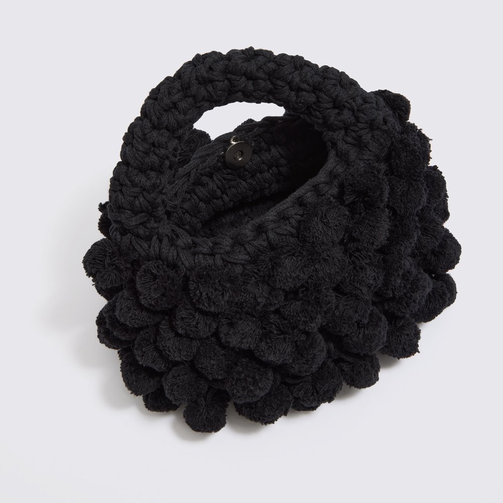 ¨ half Moon ”Pom Pom Pom Borse con cinturino a traversa nero