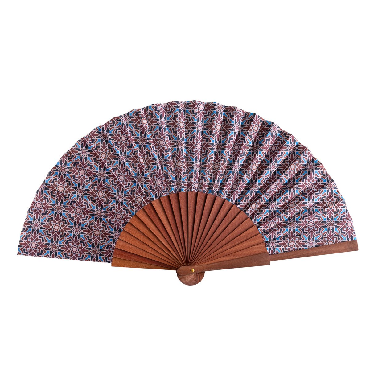 Zellige Pattern Satin Hand Fan Maqtub 23 cm