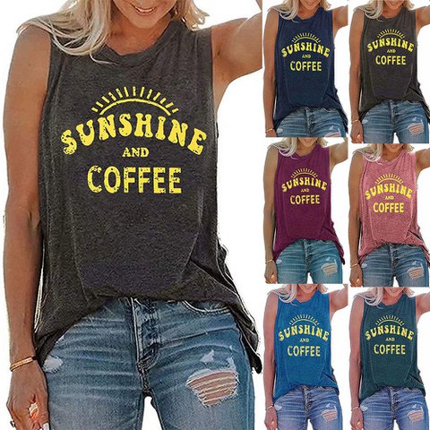 Ärmelloses T-Shirt mit Rundhalsausschnitt von SUNSHINE für Damen in Europa und Amerika