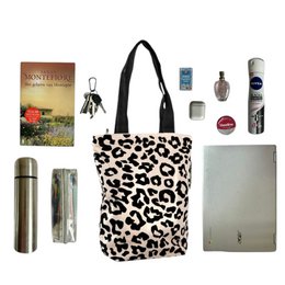 Tote Bag baby Luipaard Black - Duurzaam - met rits - Gemaakt van gerecycled bedlinnen