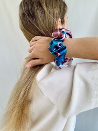 Scrunchie - Blue/Rose Jungle - Recycelt
