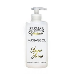Ylang-Ylang massage oil in a 500 ml bottle with a pump dispenser. Suitable for professional massage and relaxation.