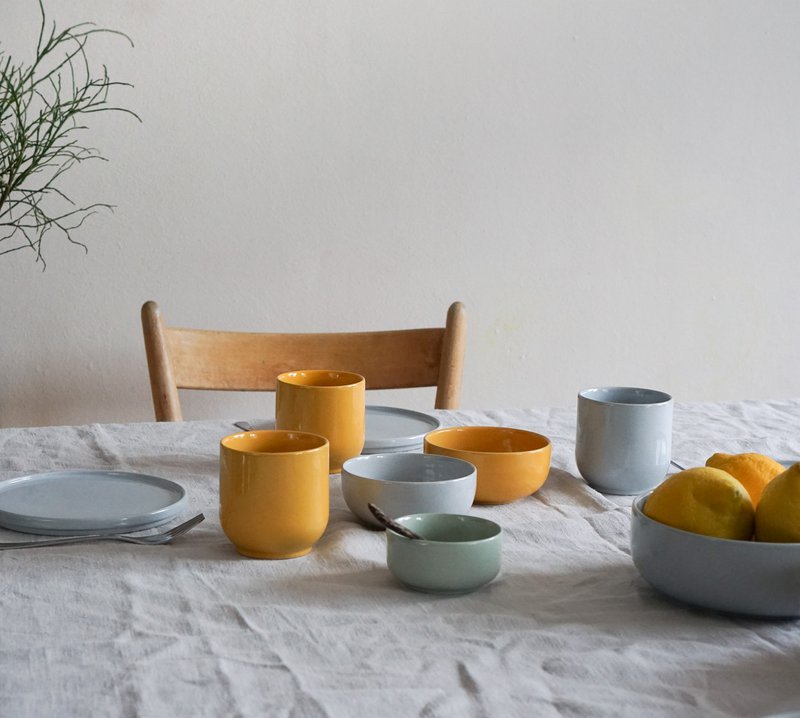 Hollyhock mug - late summer yellow - 200 ml