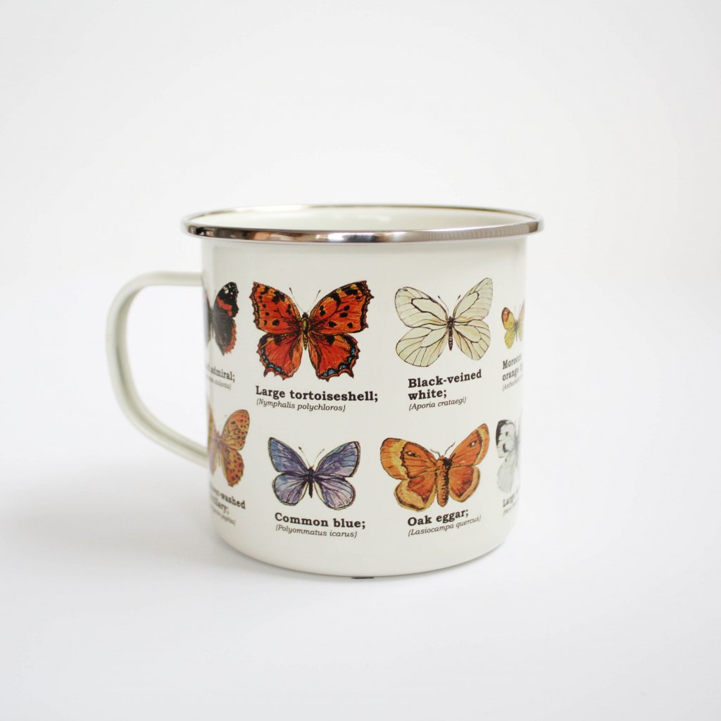 Gift Republic Mok emaille - Enamel Mug - Butterflies