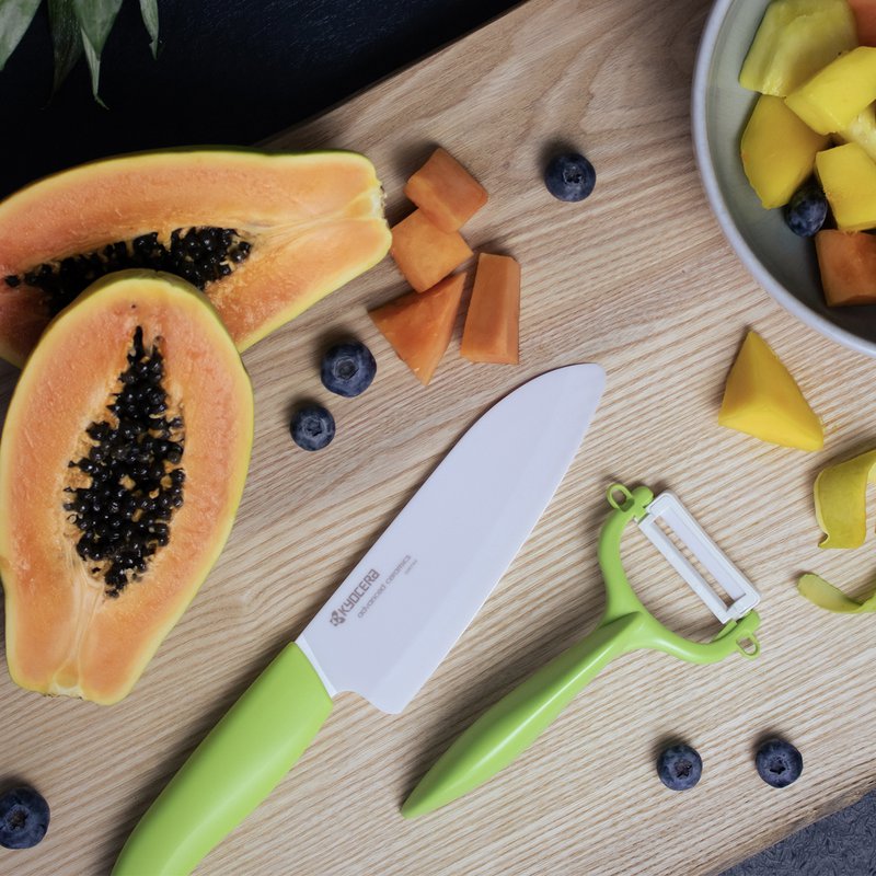 GRØN GEN keramisk santoku kniv, klinge: 14 cm