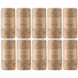 Sensy Premium Natural Jute Garn Best Arts Crafts Gavegarn Julegarn Holdbar pakkesnor (328 fod)