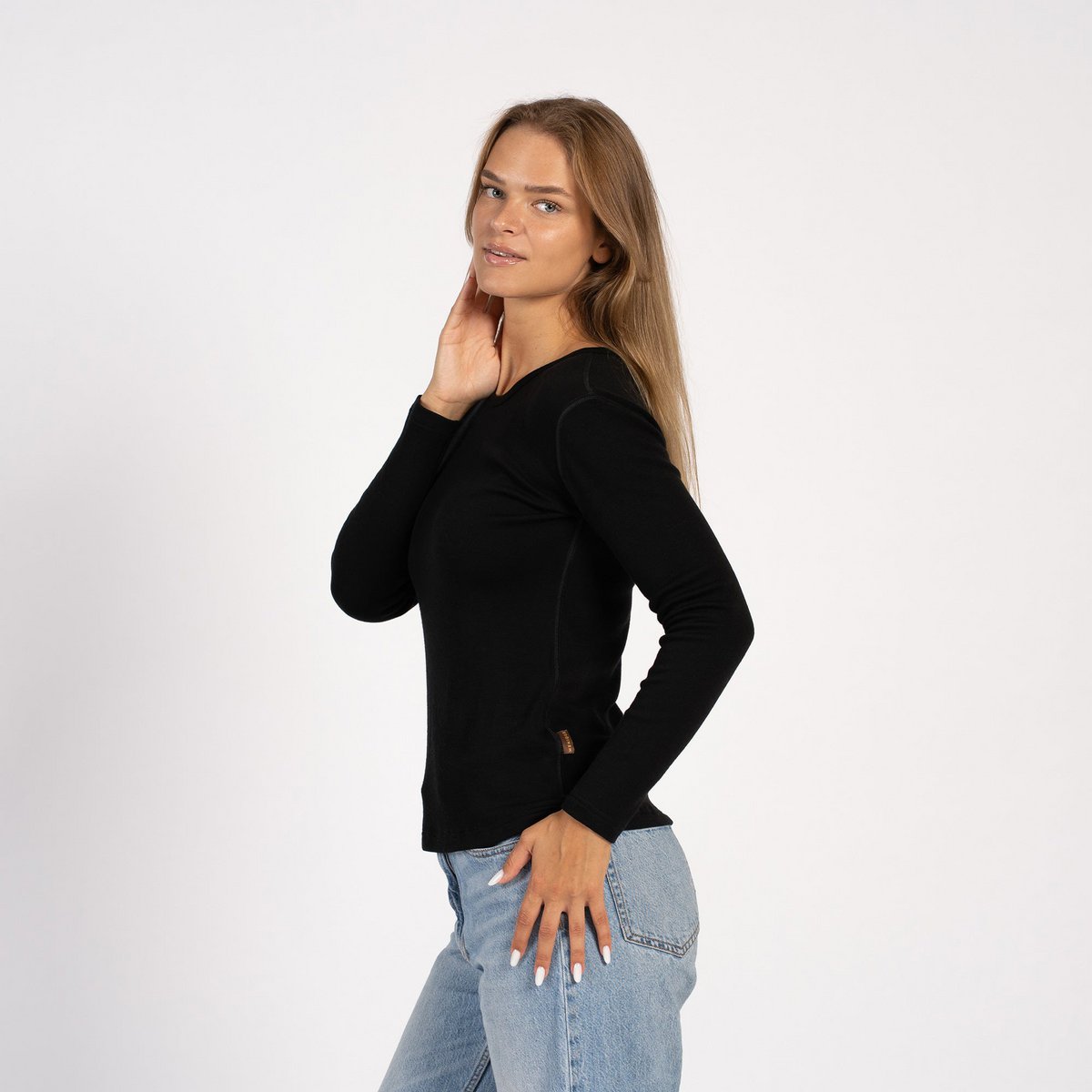 Dame Merino 250 Langærmet Crew Sort