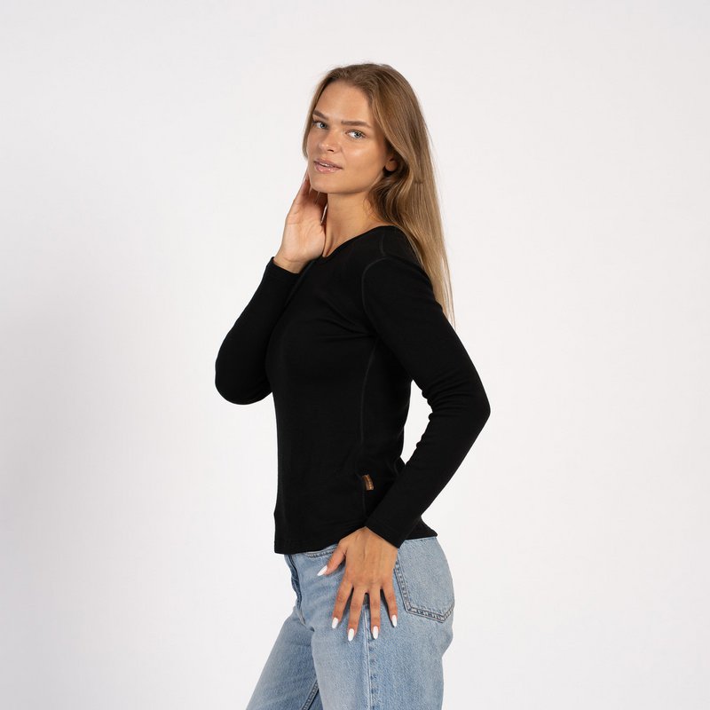 Dame Merino 250 Langærmet Crew Sort