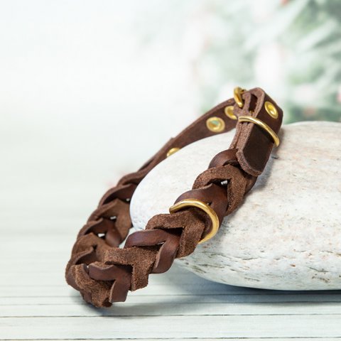 Leather collar | Brown | 4 sizes | Handcrafted