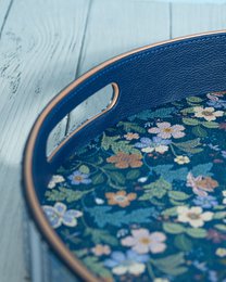 Decorative Tray | Vegan Round Serving Floral Dia | Leather
