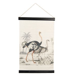 Wandteppich 40x2x60 cm Beige schwarze Leinen Strauße Wandtuch