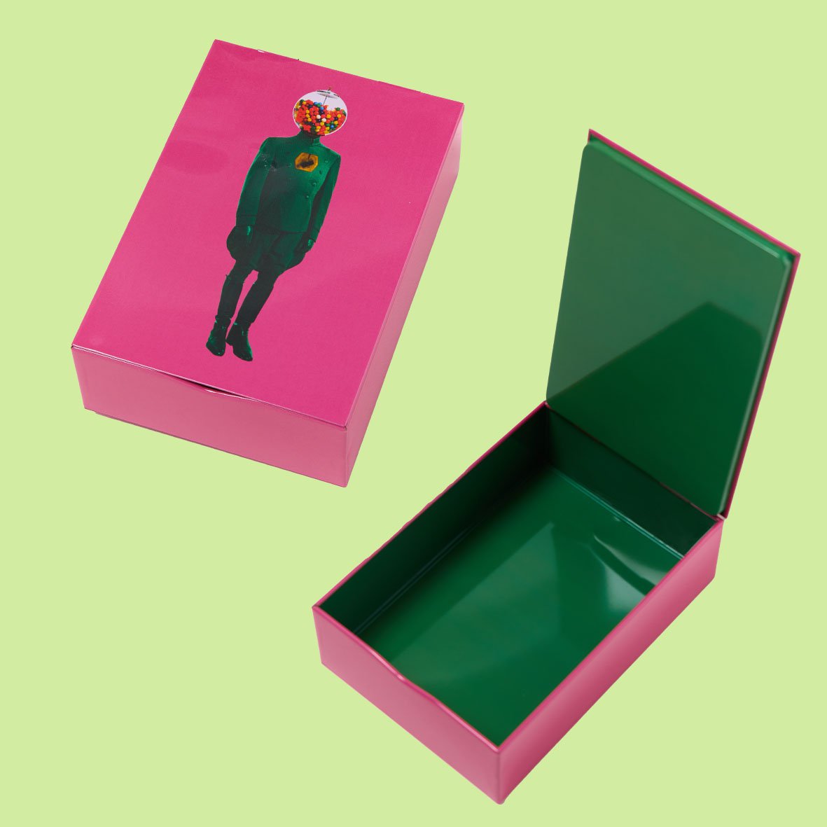 Captain Bombek rectangular metal tin box