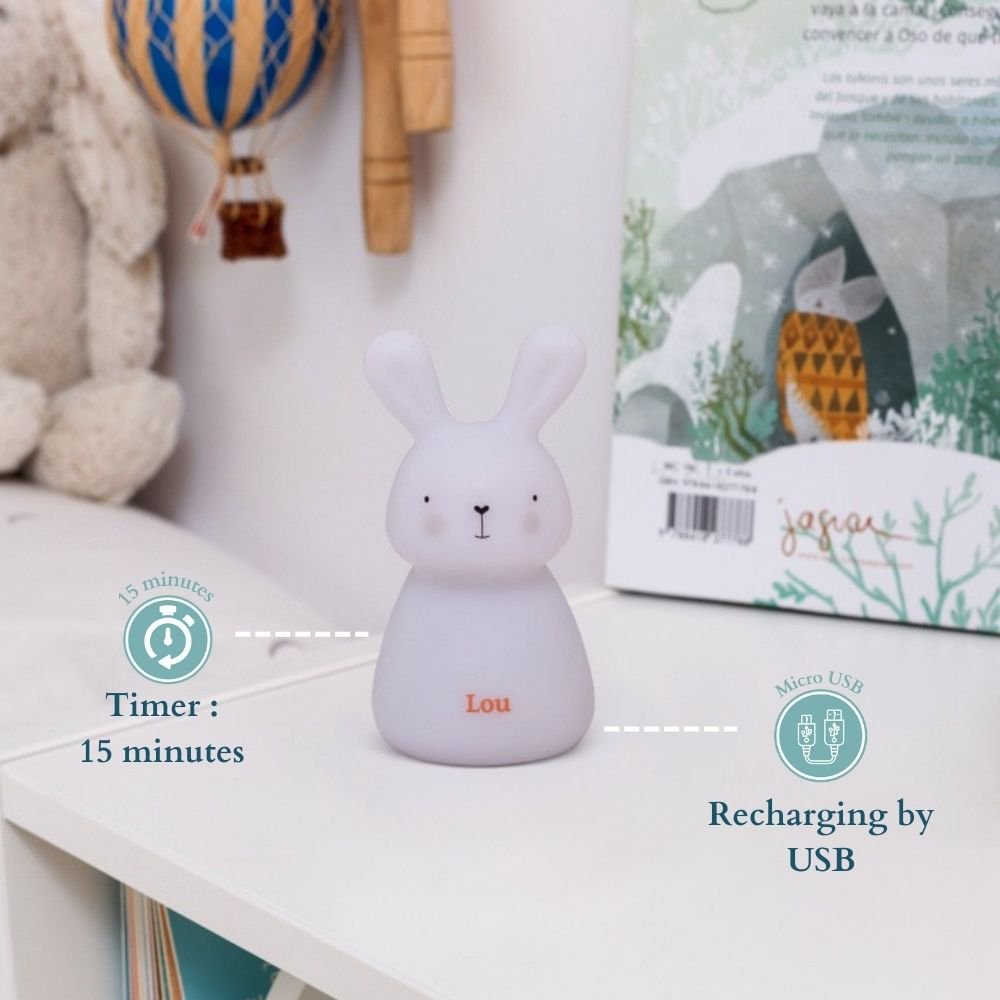 Nachtlampje - Lapin Lou - opladen via USB - geel
