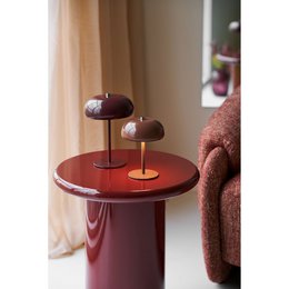 Margate Table lamp, metal, rechargeable, brown, ø13 cm