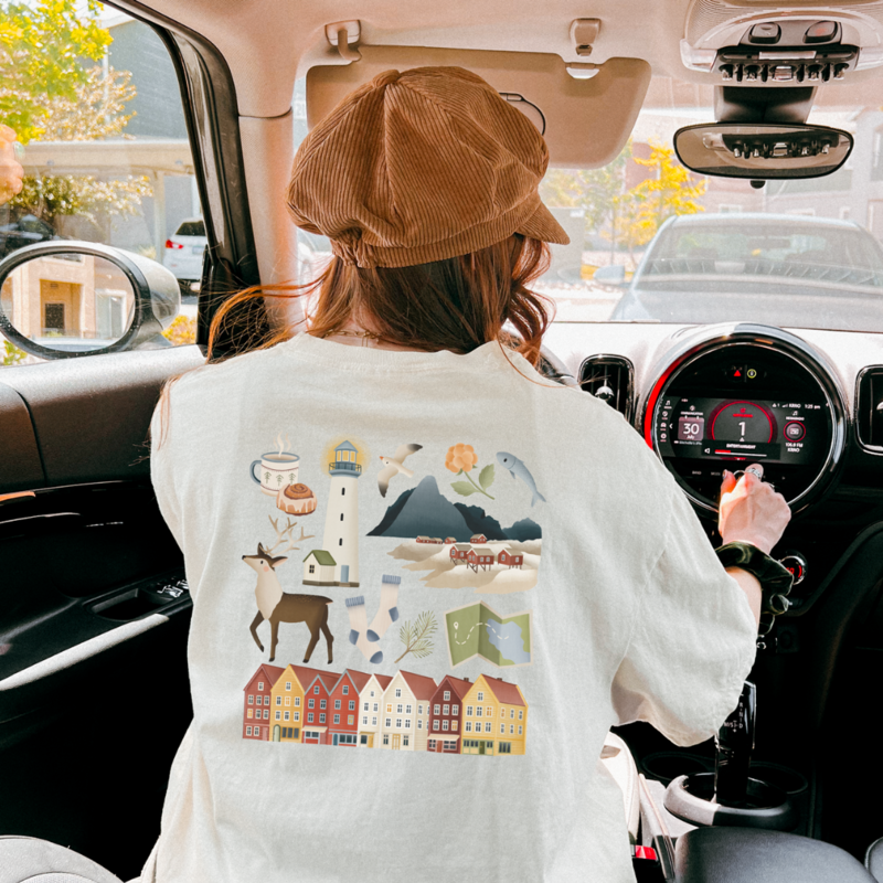 Camiseta Noruega Viaje - Camisa de algodón de algodón orgánico