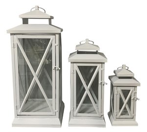 FAROLA SET 3 METALLKRISTAL 21X21X51 BLANCO FA199905