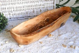 Ciotola per pane rustica in legno d'ulivo circa 25 - 34 cm